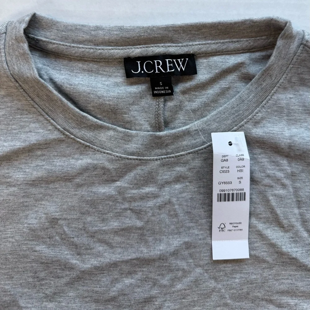 NWT J. Crew Refined Rib Elbow-Sleeve T-Shirt Heather Gray Silver Size S C1023 - Picture 7 of 15